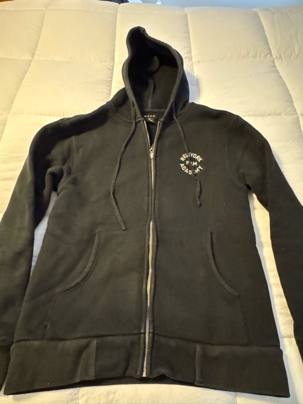 Black Zip New York Film Academy Hoodie with Logo